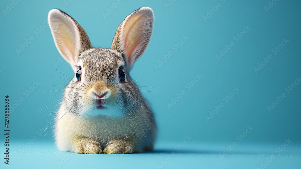 Obraz premium Easter bunny on a blue background. Rustic style.