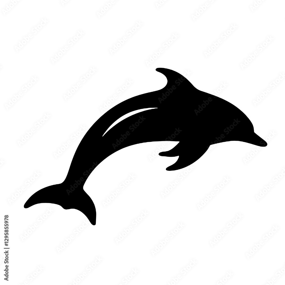 Fototapeta premium Dolphin - Vector black silhouette isolated