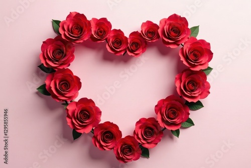 Delicate paper heart valentine featuring a stunning red rose arrangement , passion, photography