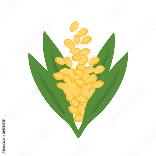 Simple flat 2D icon sesame seed branch isolated on a transparent background, vector, flat design, animation design, vector, flat design, animation design, simple flat 2D icon, minimalist design
