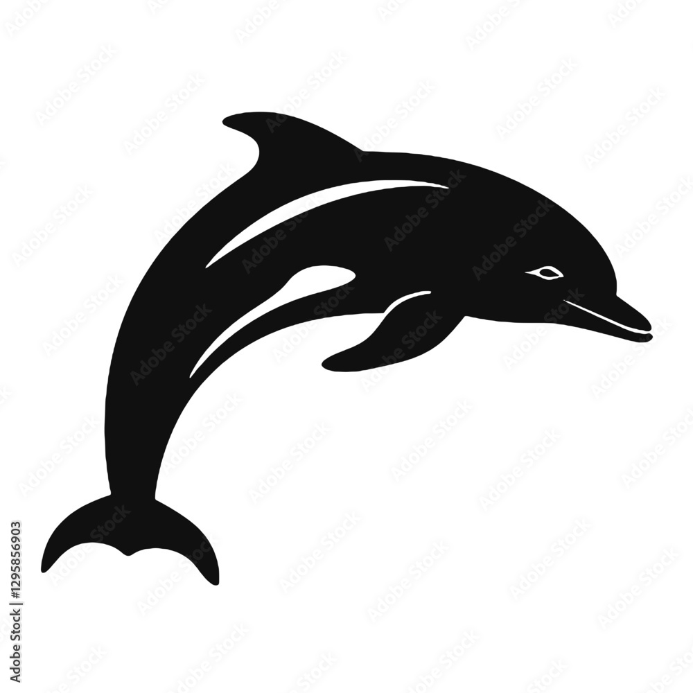 Obraz premium Dolphin - Vector black silhouette isolated