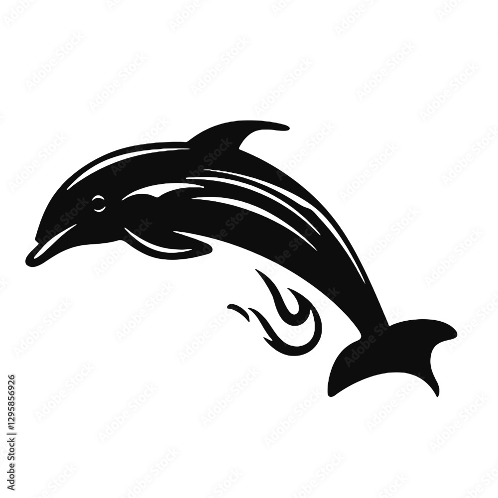 Obraz premium Dolphin - Vector black silhouette isolated