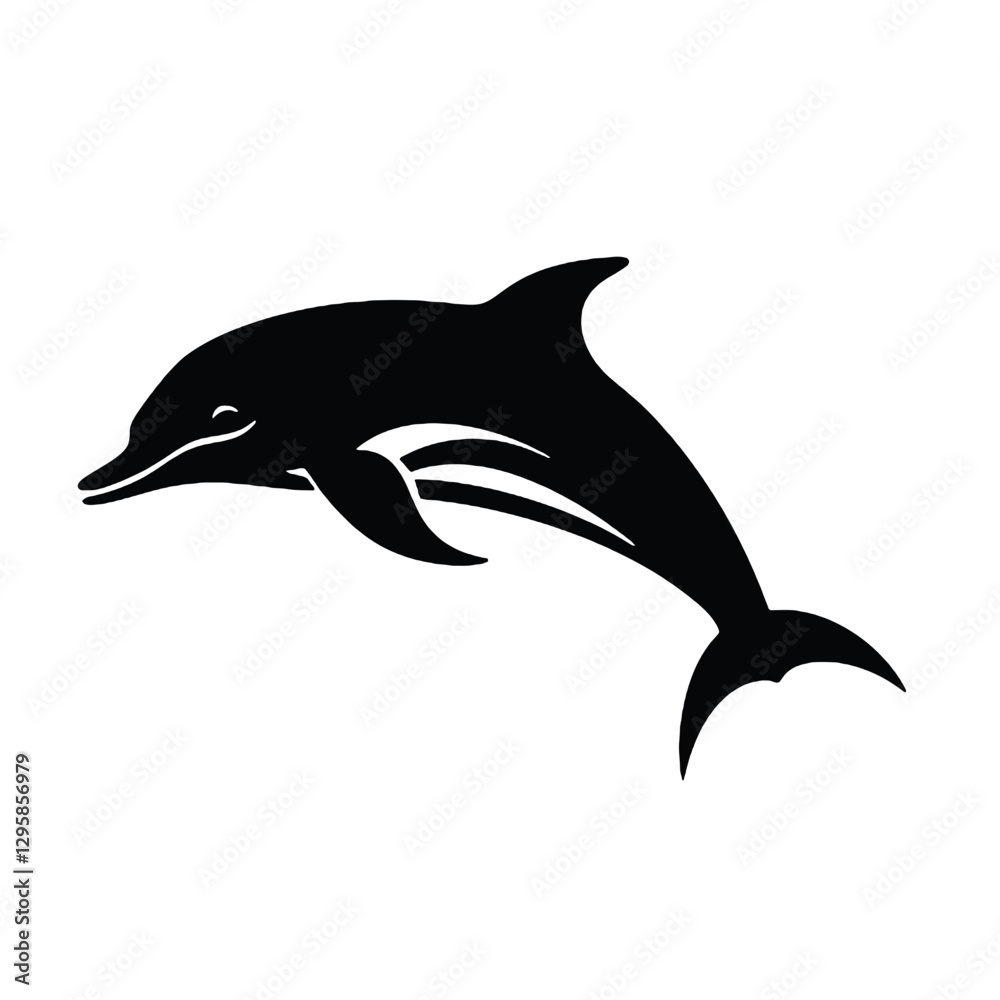 Obraz premium Dolphin - Vector black silhouette isolated