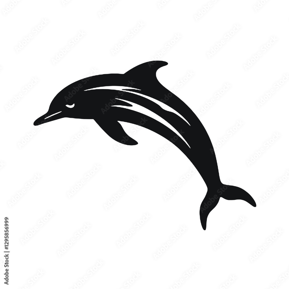 Obraz premium Dolphin - Vector black silhouette isolated