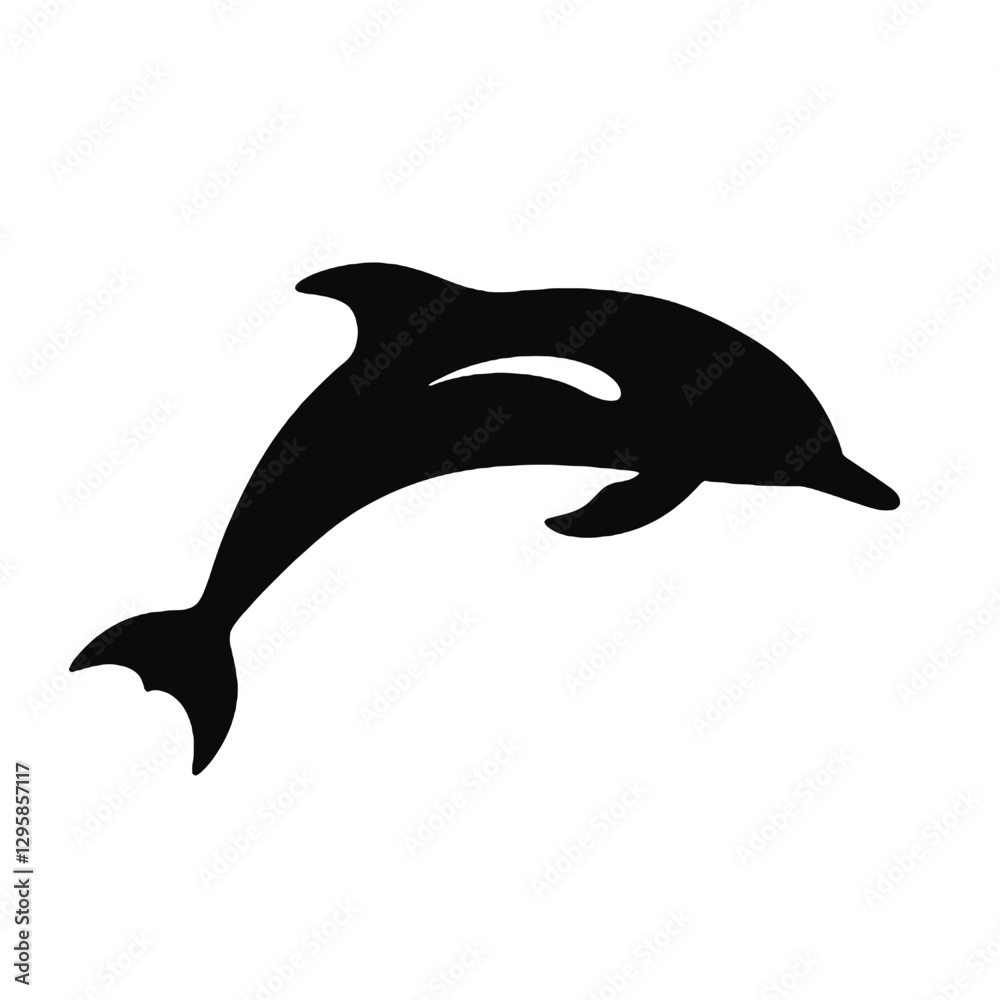 Fototapeta premium Dolphin - Vector black silhouette isolated