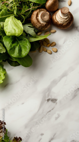 Wallpaper Mural Fresh leaves, mushrooms, and grains on an elegant white background. Torontodigital.ca