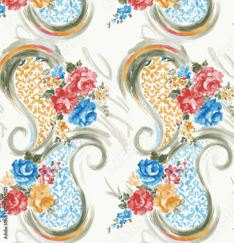 paisley vector seamless pattern in vintage background. ethnic pattern. digital motif background. abstract seamless ethnic pattern of paisley. vector background