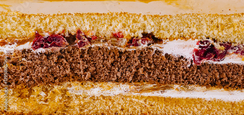 Delicious cake layers showing filling and frosting