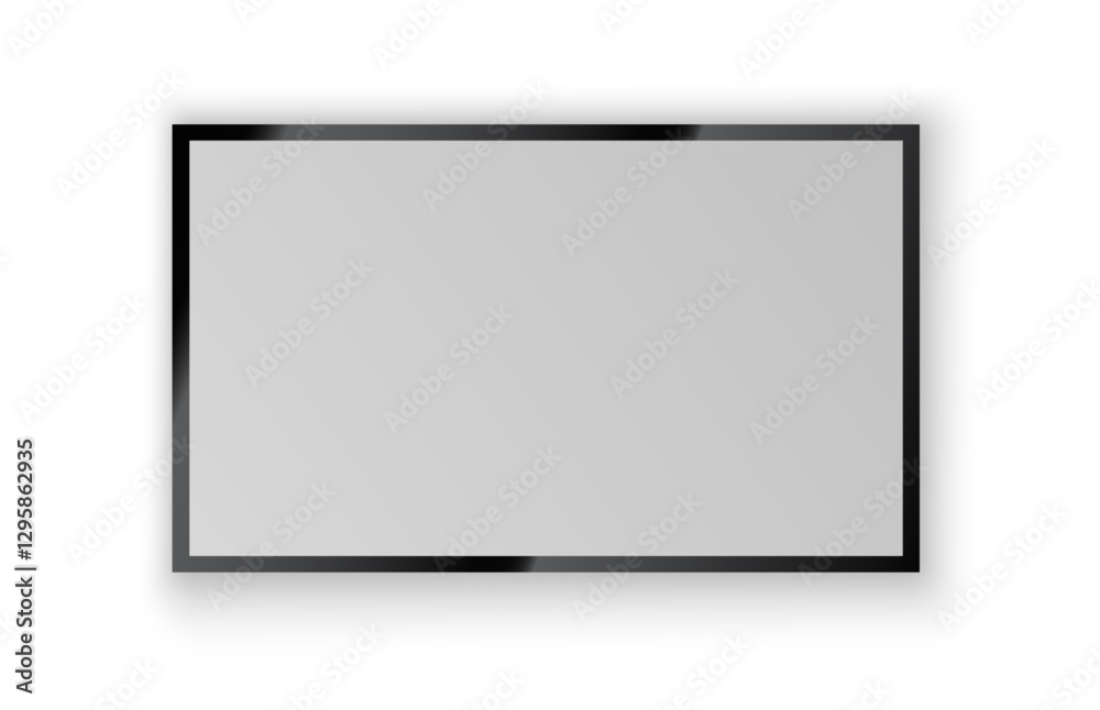 Modern widescreen black flat-screen television with a sleek design and realistic glossy display, isolated on a white background with soft shadow, perfect for smart TV, entertainment, and technology Modern widescreen black flat-screen television with a sleek design and realistic glossy display, isolated on a white background with soft shadow, perfect for smart TV, entertainment, and technology