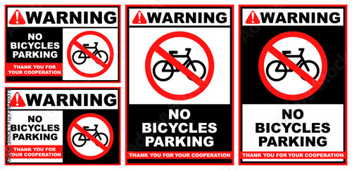 Set Collections no bicycle parking warning sign template design vector illustration