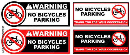 Set Collections no bicycle parking warning sign template design vector illustration