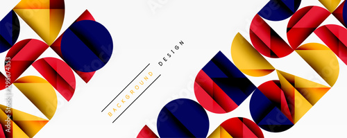 Abstract geometric pattern with intersecting circles and triangles in gradients. The high-contrast composition creates depth and a dynamic, modern aesthetic