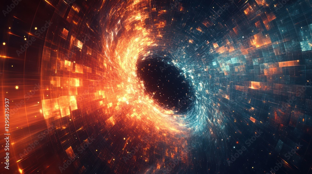 Digital vortex tunnel, cosmic background, abstract art Digital vortex tunnel, cosmic background, abstract art