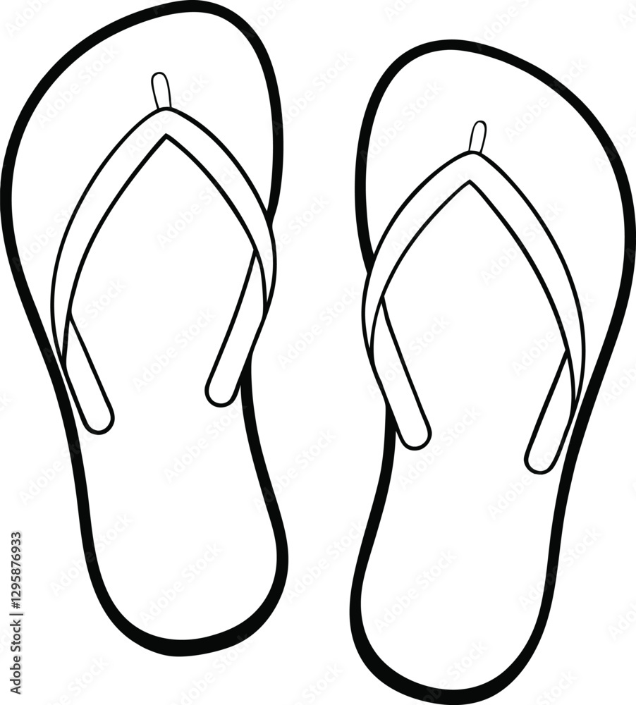 Minimalist Summer Flip-Flop Outline Vector Illustration: Perfect for Beachwear and Vacation-Themed Designs Minimalist Summer Flip-Flop Outline Vector Illustration: Perfect for Beachwear and Vacation-Themed Designs