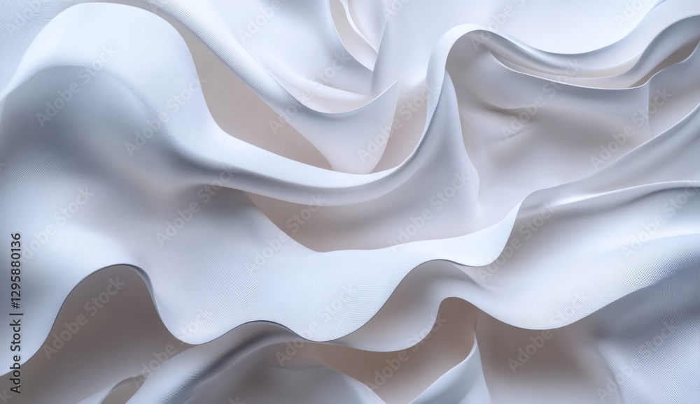 Fototapeta premium White fabric draped in abstract folds, studio setting