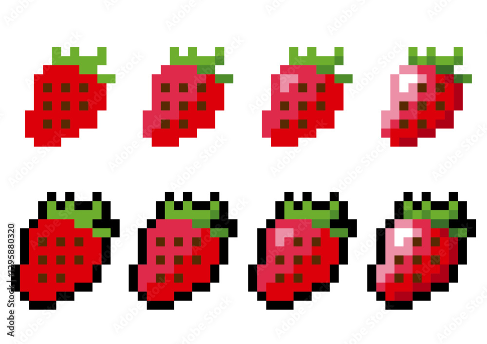 Obraz premium ドット絵いちごセット