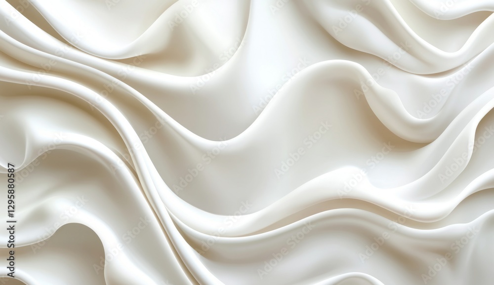 Fototapeta premium Elegant white silk drapes, flowing waves, studio backdrop