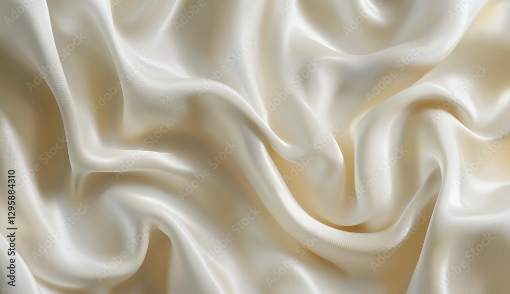 Cream silk fabric draped, studio shot, soft light background Cream silk fabric draped, studio shot, soft light background