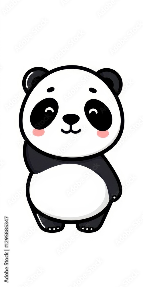 Naklejka premium Cute Panda Icon with Simple Lines for Digital Projects