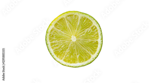 Fresh lime slice showing juicy pulp and rind on transparent background