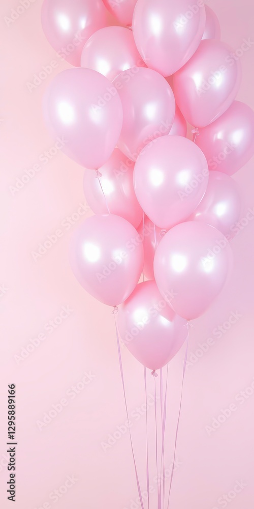 custom made wallpaper toronto digital Light Pink Balloons with Shiny Metallic Finish Against a Soft Pastel Background