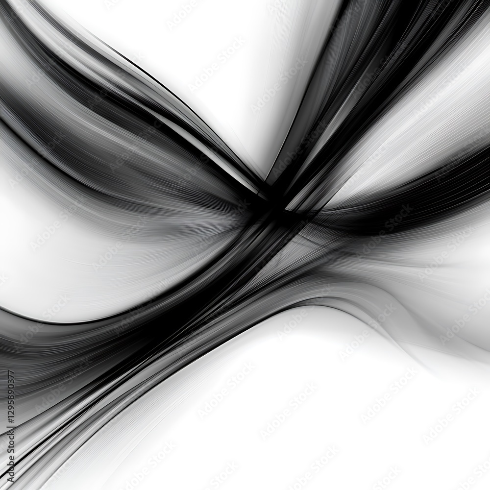 Obraz premium Abstract black and white lines and waves intersecting and flowing