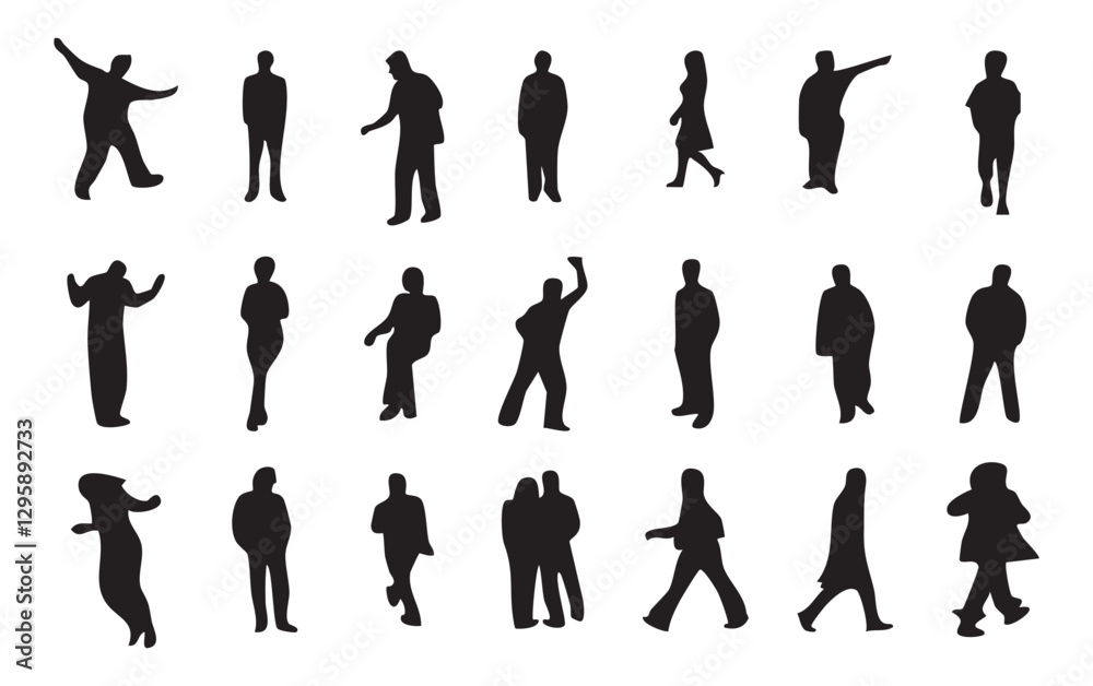 Vector silhouettes. Black flat illustrations isolated on white background Vector silhouettes. Black flat illustrations isolated on white background