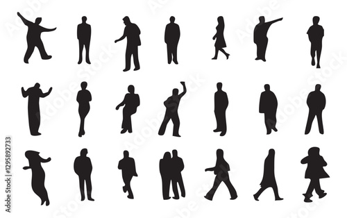 Vector silhouettes. Black flat illustrations isolated on white background