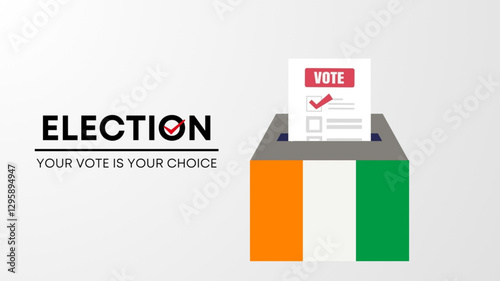  Ivory Coast election 2025 concept, democracy, flag. Vector icon illustration