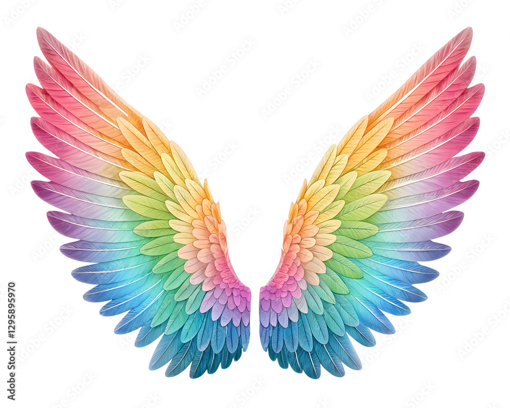 Fototapeta premium rainbow spread wings isolated