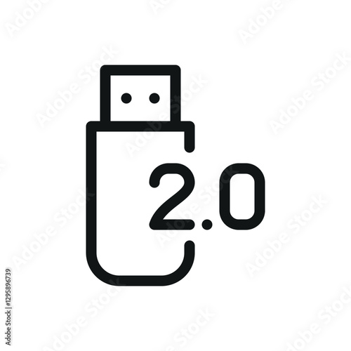 USB 2.0 line icon, usb 2.0 speed vector symbol with editable stroke