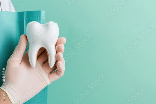 Doctor showing tooth model and notp acronym meaning non operative treatment plan photo