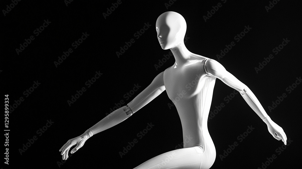 Dynamic white plastic mannequin figure in motion Dynamic white plastic mannequin figure in motion