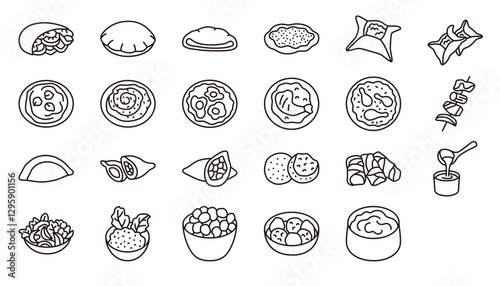 line icon of traditional Arabic dishes