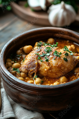 Lebanese Moghrabieh with Chicken, Chickpeas, and Aromatic Spices photo