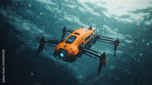 Autonomous underwater search and rescue drone ocean depths high-resolution imaging aquatic environment side view advanced technology