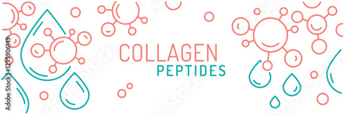 Collagen line web banner. Connective tissue protein.