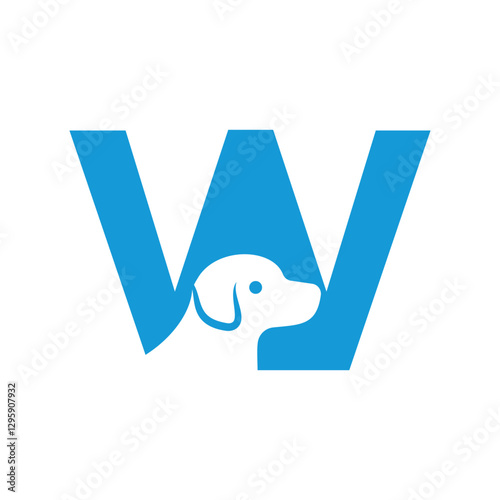 Dog Logo combine with letter W vector template