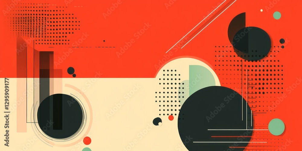 Obraz premium Abstract composition with geometric shapes in orange cream and black