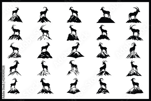 Wild Goat and Deer Silhouette Set
