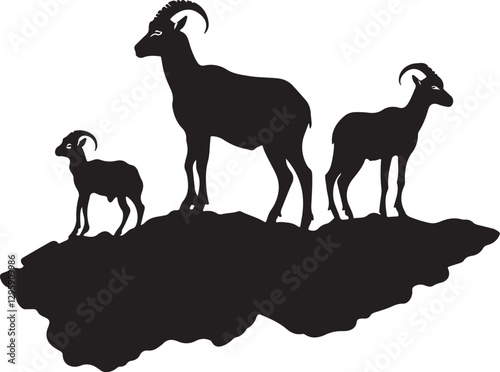 Wild Goat and Deer Silhouette Set
