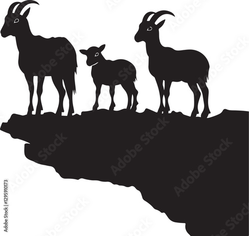 Wild Goat and Deer Silhouette Set
