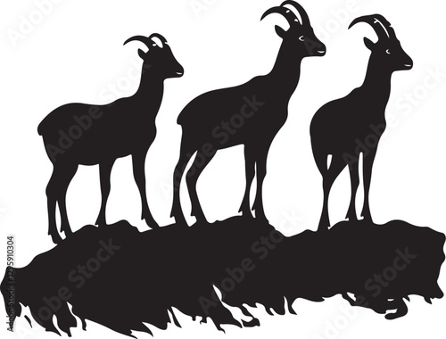 Wild Goat and Deer Silhouette Set

