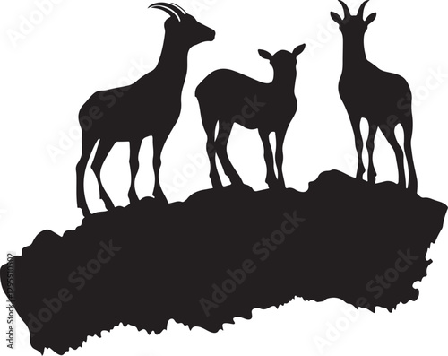 Wild Goat and Deer Silhouette Set
