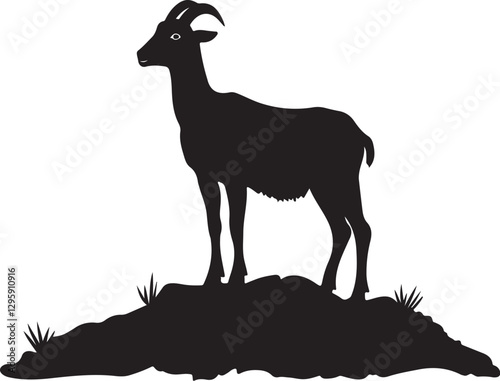 Wild Goat and Deer Silhouette Set
