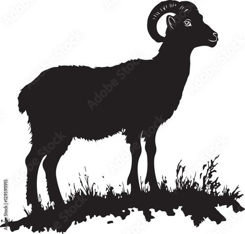 Wild Goat and Deer Silhouette Set
