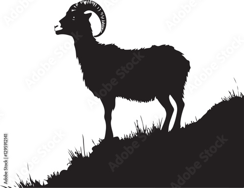 Wild Goat and Deer Silhouette Set
