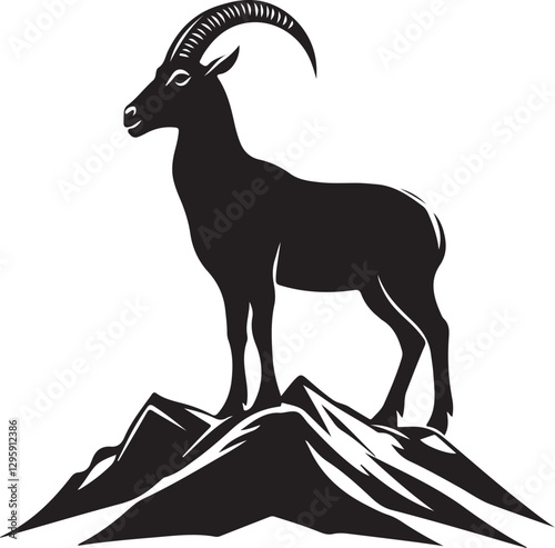 Wild Goat and Deer Silhouette Set
