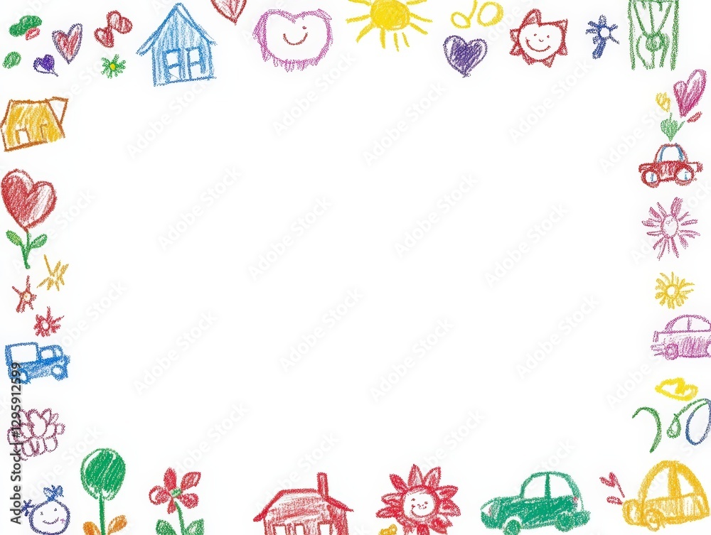 frame with house and flowers frame with house and flowers