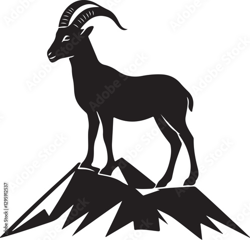 Wild Goat and Deer Silhouette Set
